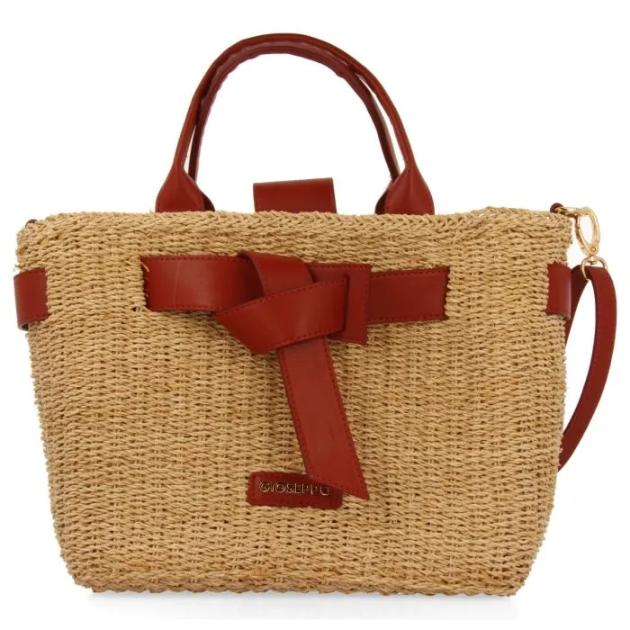 RAFFIA CROSSBODY BAG WITH BOW AND DETAILS IN LEATHER COLOR GREKAN