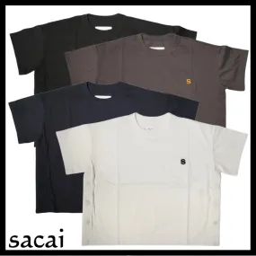 sacai  |Unisex U-Neck Plain Cotton Short Sleeves Logo Designers