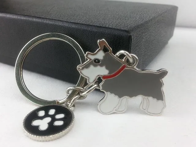 Schnauzer Dogs Keychain Jewelry for Bag Charm Pendants Car Key Gift