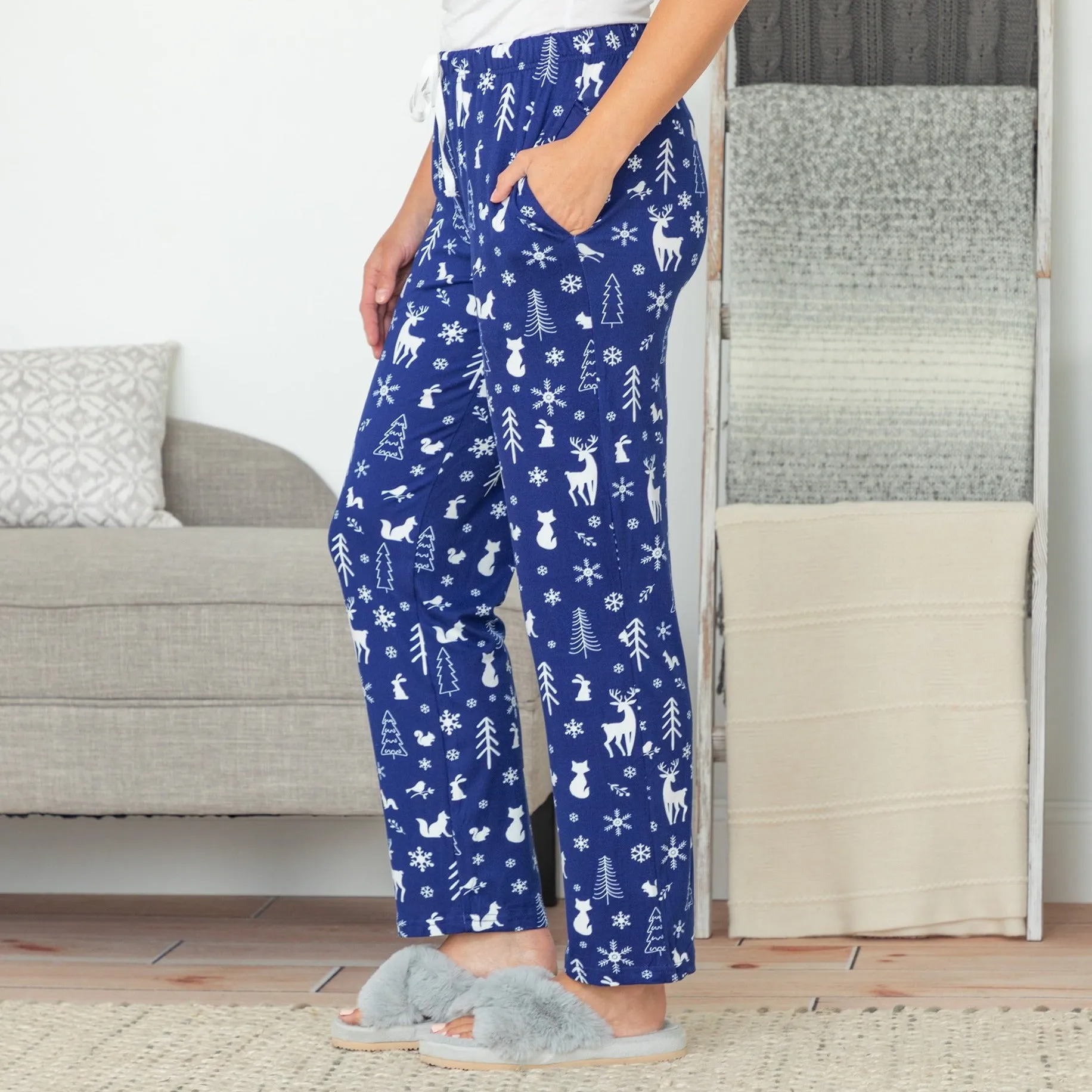 Soft Touch Snowy Winter Night Pajama Separates