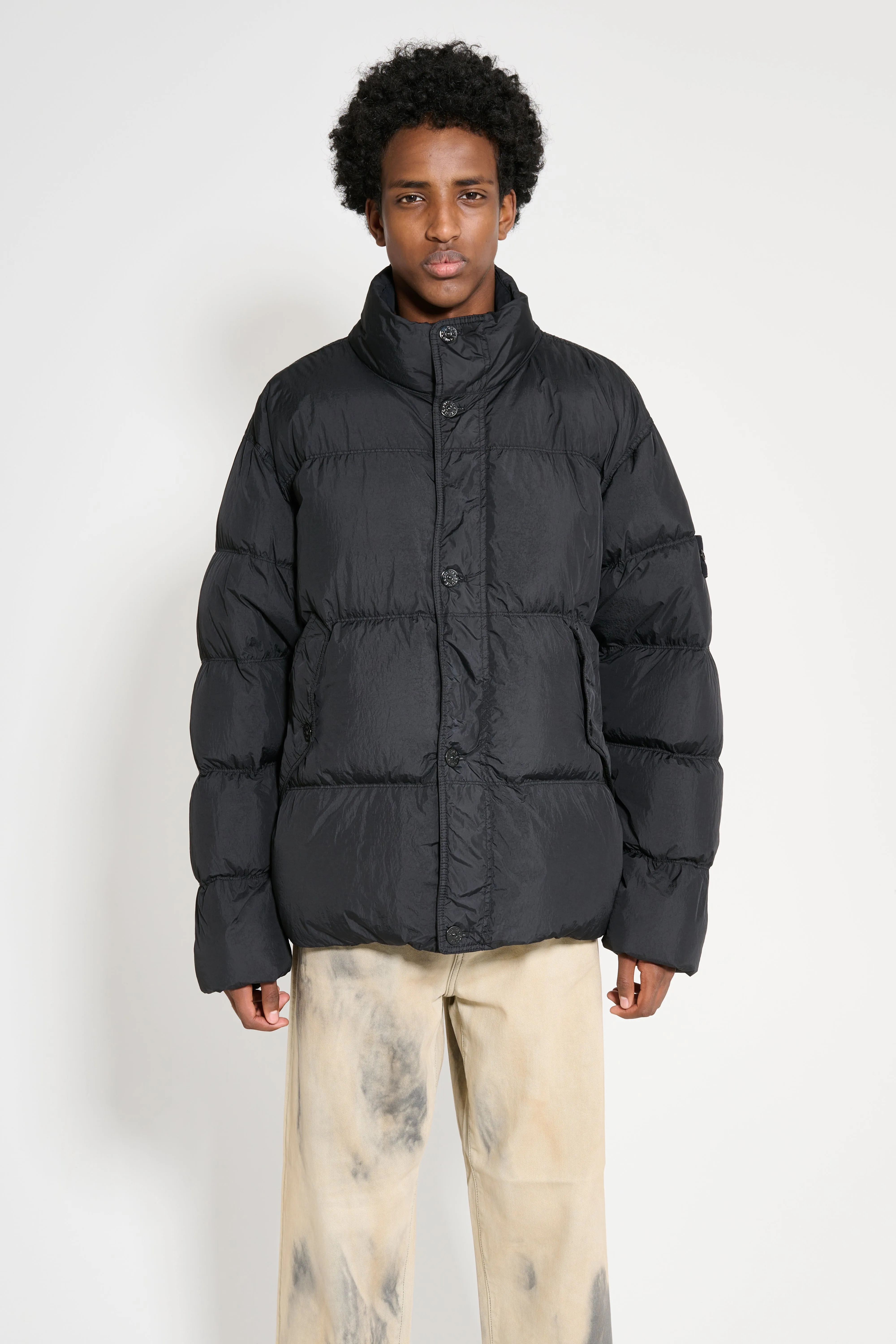 Stone Island GD Crinkle Reps Down Jacket Black