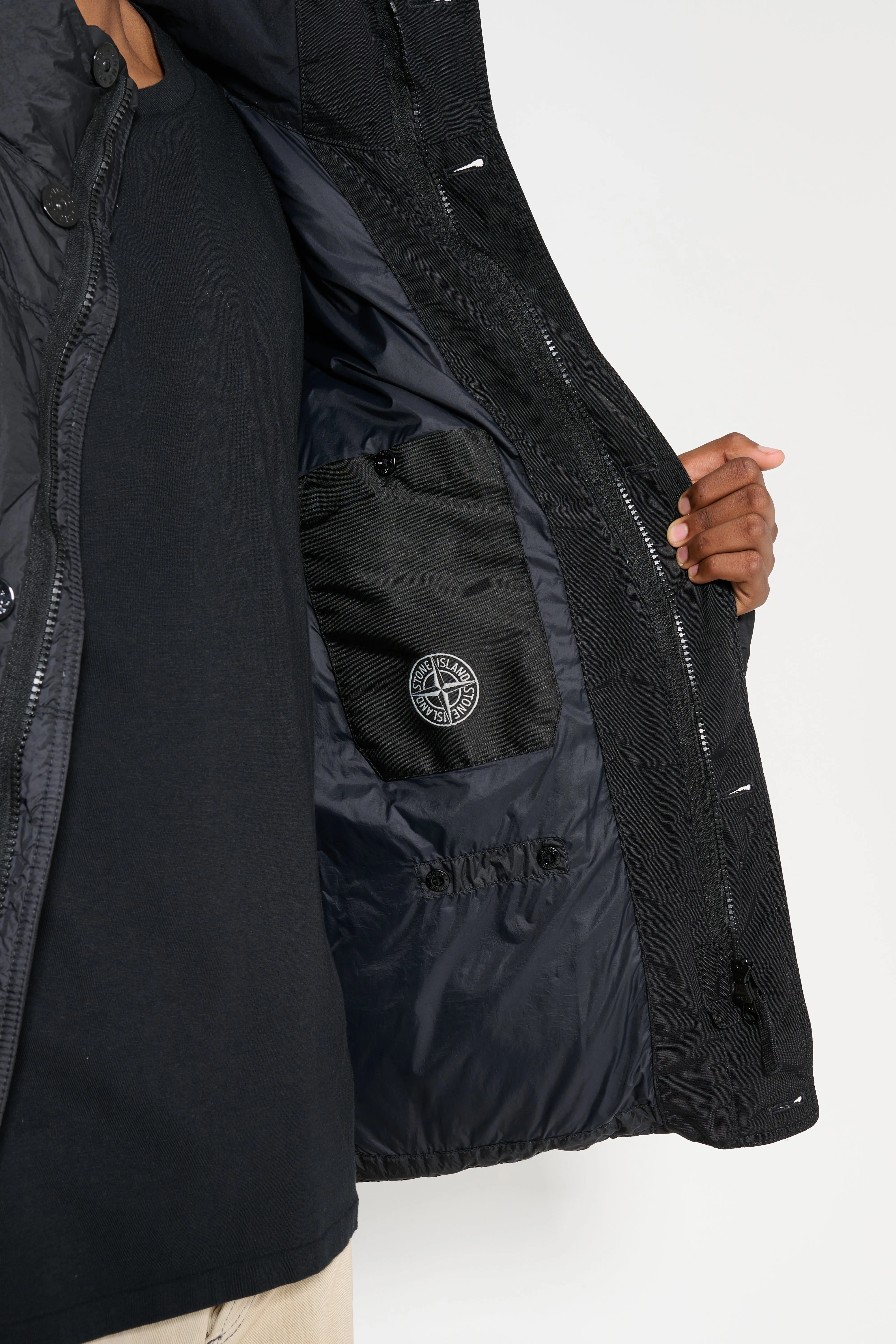 Stone Island GD Crinkle Reps Down Jacket Black