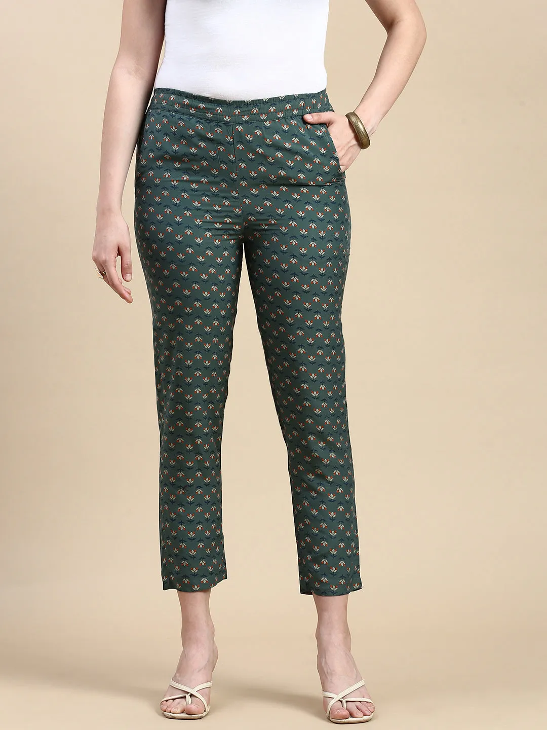 Straight Pant AOP-Green