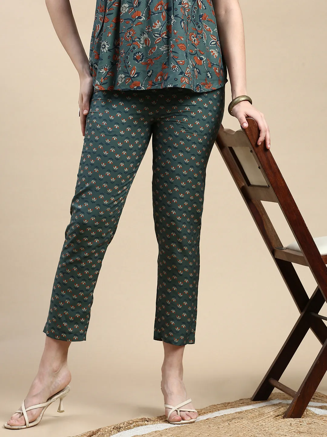 Straight Pant AOP-Green