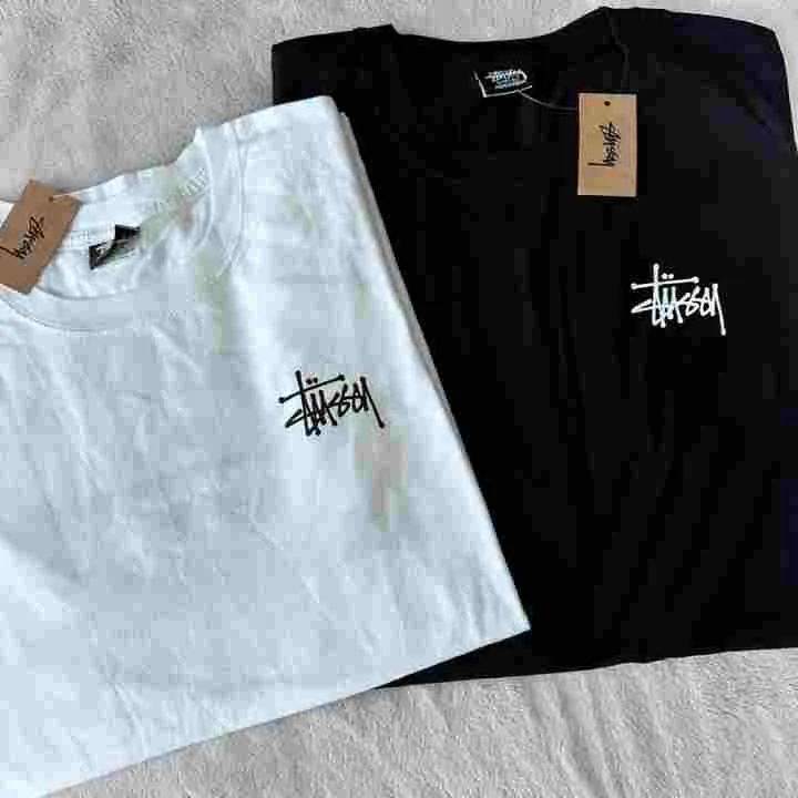 STUSSY  |Unisex U-Neck Plain Cotton Short Sleeves Logo Skater Style