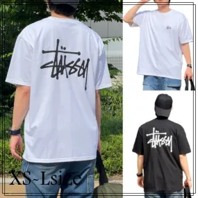 STUSSY  |Unisex U-Neck Plain Cotton Short Sleeves Logo Skater Style