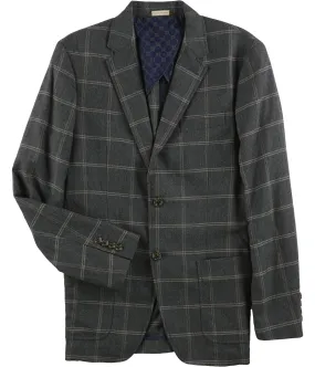 Tasso Elba Mens Windowpane Two Button Blazer Jacket