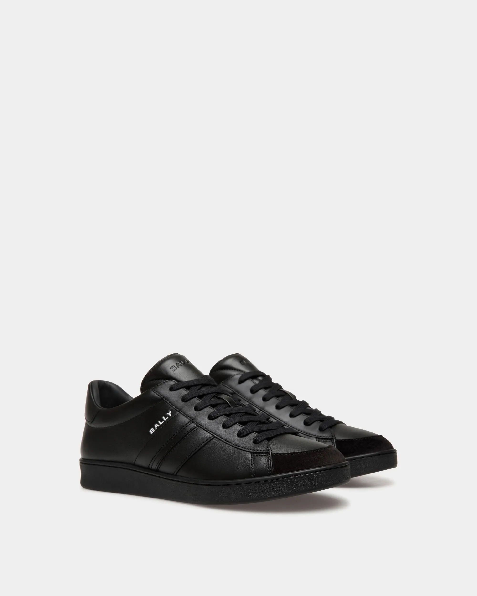 Tennis Sneaker In Black Leather 