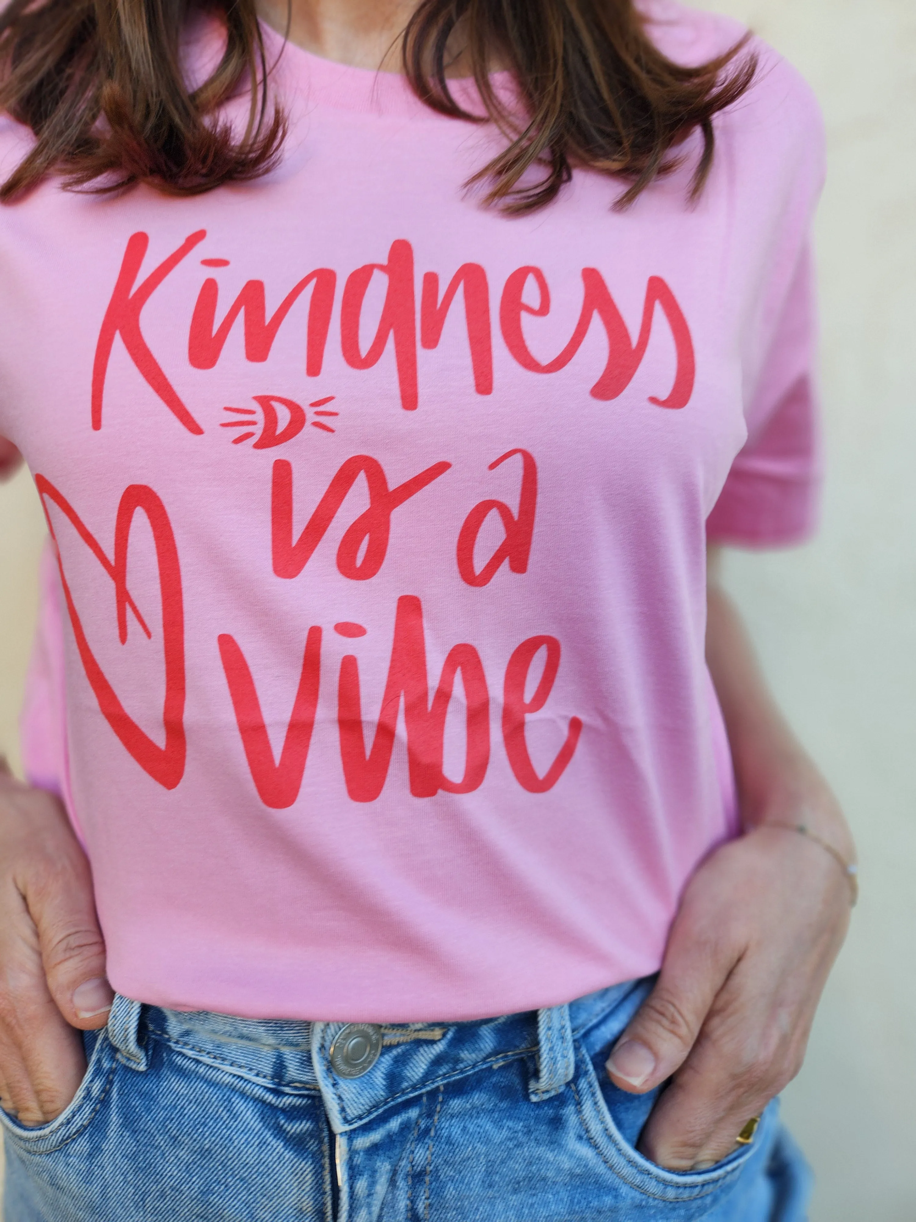 TLB kindness is a vibe tee bubblegum pink