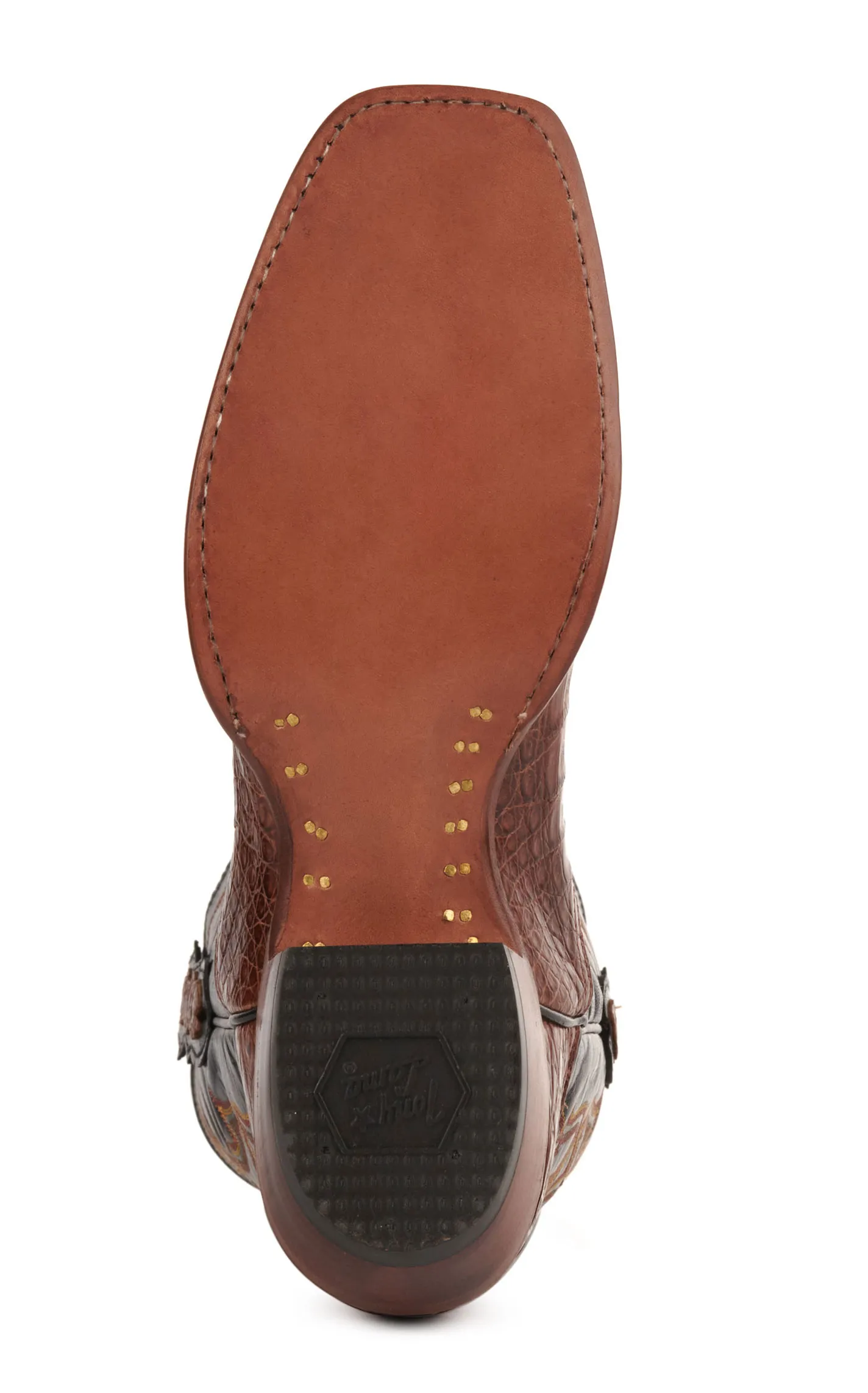 Tony Lama Men's Black and Brown Caiman Belly Punchy Square Toe Exotic Cowboy Boots - Cavender's Exclusive