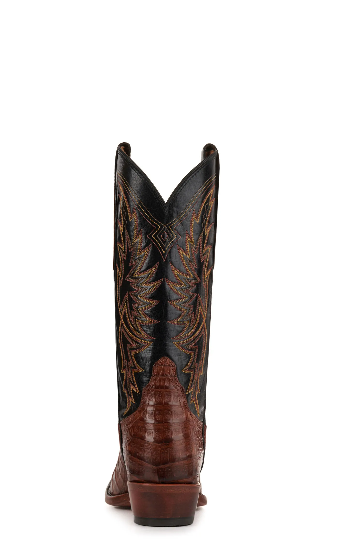 Tony Lama Men's Black and Brown Caiman Belly Punchy Square Toe Exotic Cowboy Boots - Cavender's Exclusive