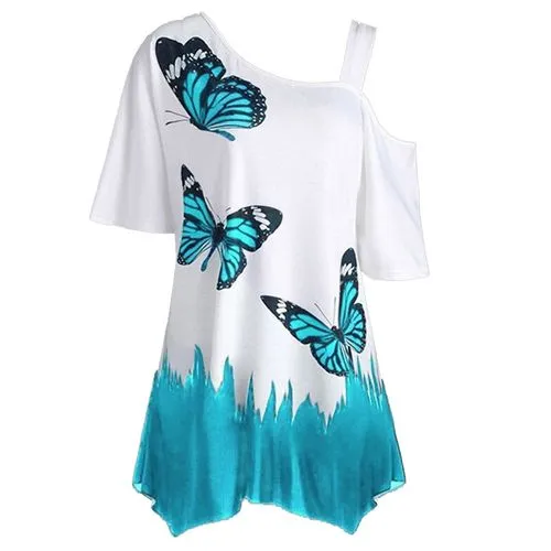 Unisex T-shirt Short Sleeve T-shirts Printing Fashion Butterfly