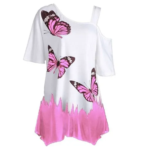 Unisex T-shirt Short Sleeve T-shirts Printing Fashion Butterfly