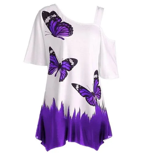 Unisex T-shirt Short Sleeve T-shirts Printing Fashion Butterfly