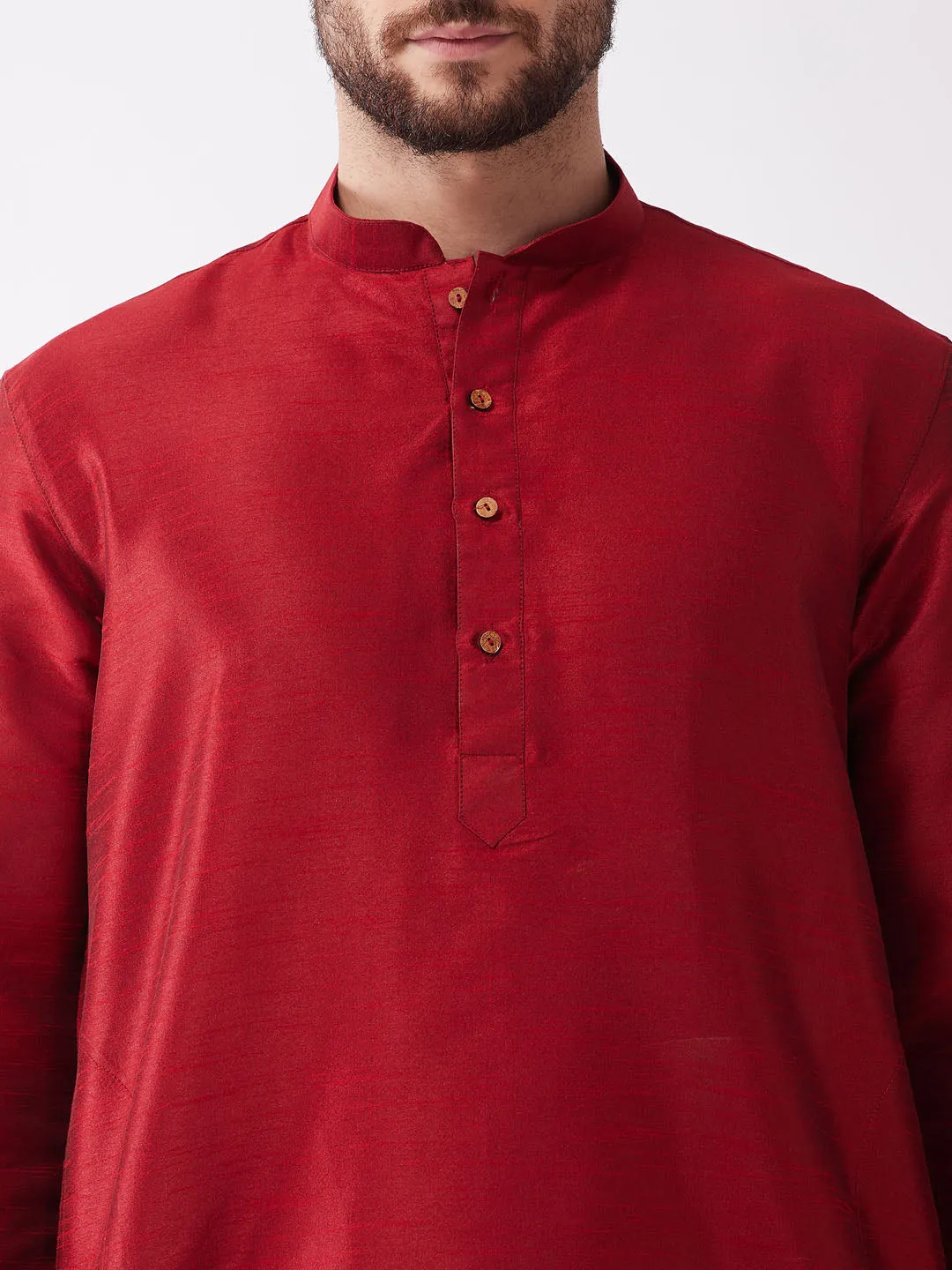 VM BY VASTRAMAY Men Maroon Regular Kurta with Dhoti Pants