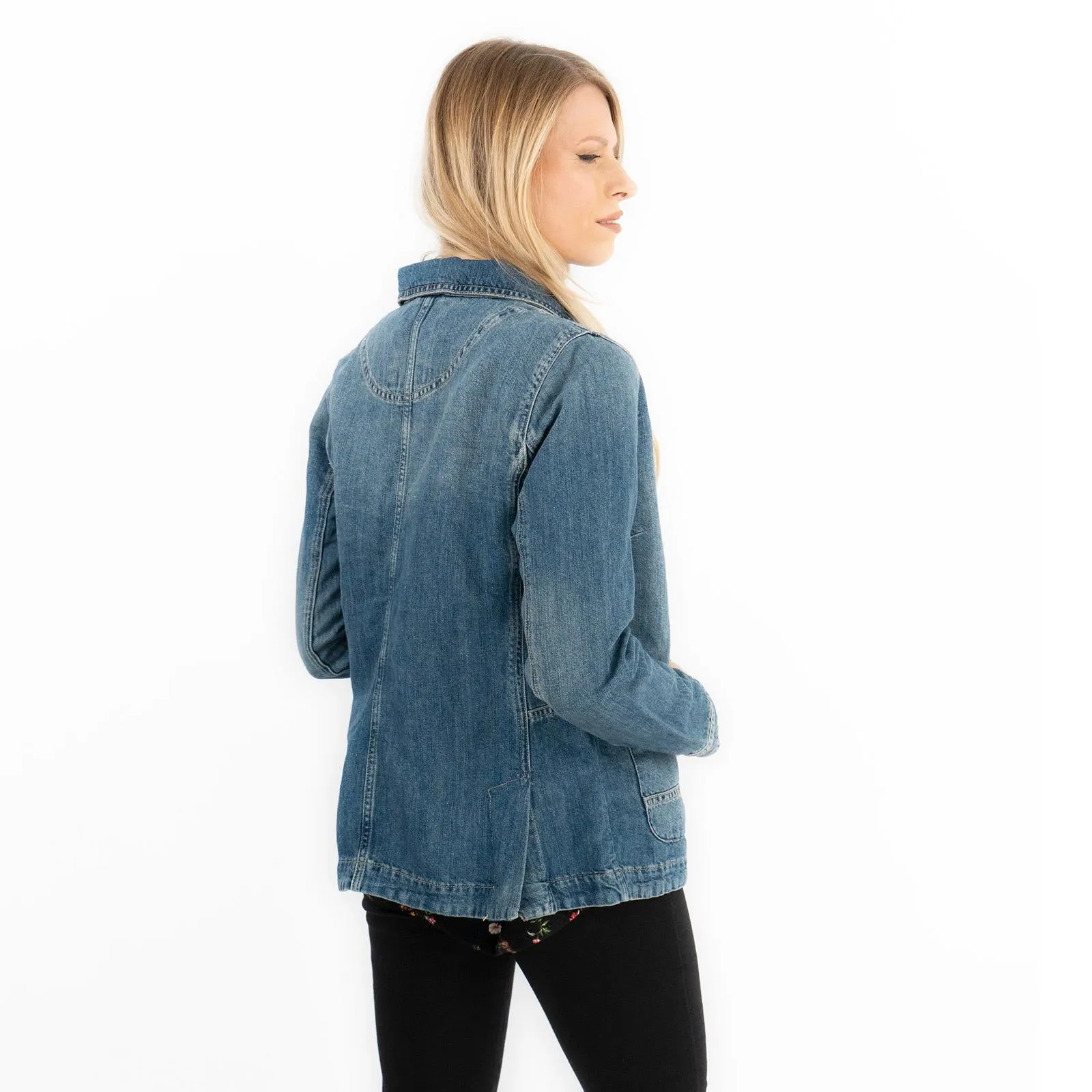 White Stuff Dena Blue Denim Shacket Relaxed Jacket