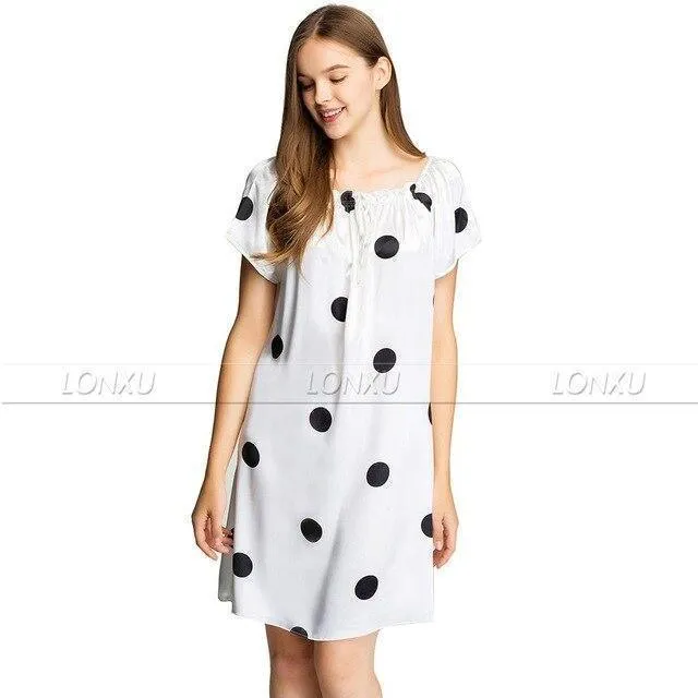 Women Polka Dots Silk Night Dress