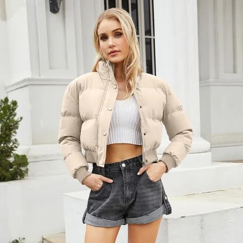 Women's Casual Solid Color Pocket Zipper Coat Cotton Clothes