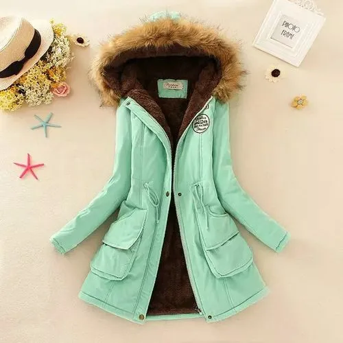 Women's Casual Solid Color Zipper Coat Cotton Clothes