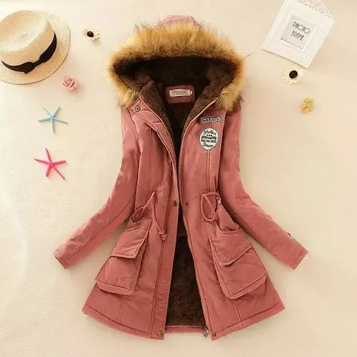 Women's Casual Solid Color Zipper Coat Cotton Clothes