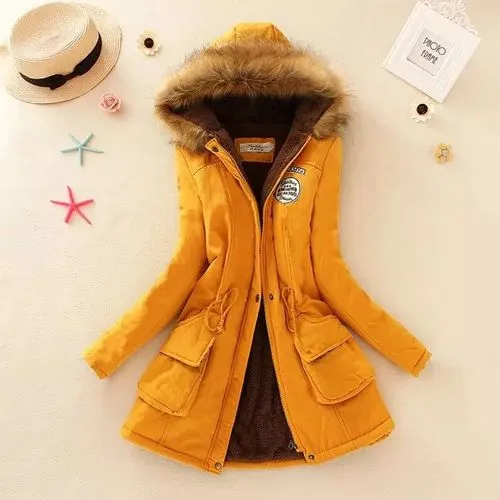 Women's Casual Solid Color Zipper Coat Cotton Clothes