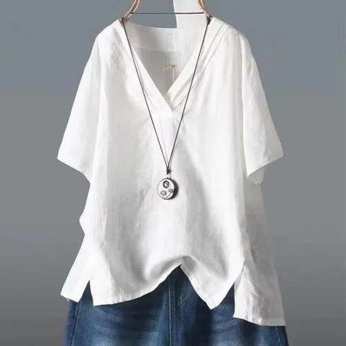 Women's Chiffon Shirt Short Sleeve T-Shirts Casual Solid Color