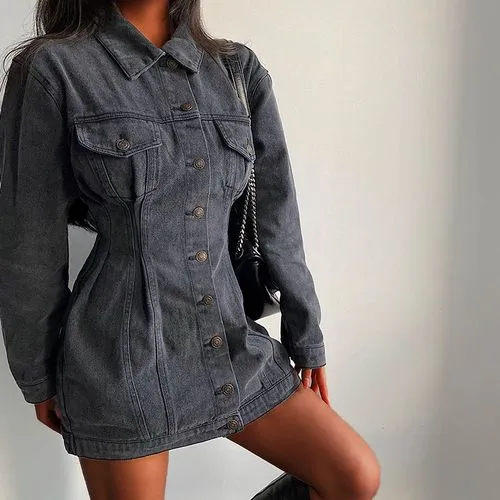 Women's Streetwear Solid Color Single Breasted Coat Denim Jacket