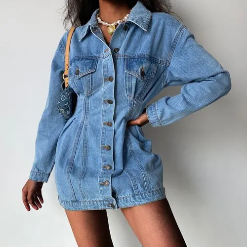 Women's Streetwear Solid Color Single Breasted Coat Denim Jacket