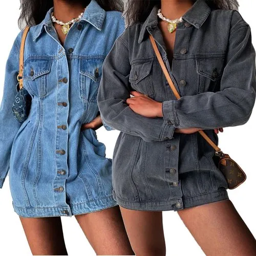 Women's Streetwear Solid Color Single Breasted Coat Denim Jacket