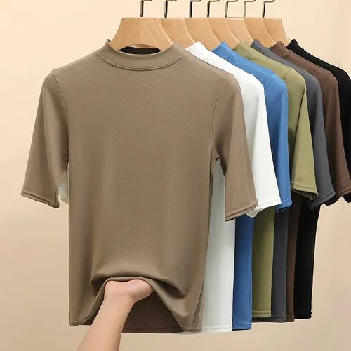 Women's T-shirt Half Sleeve T-Shirts Casual Solid Color