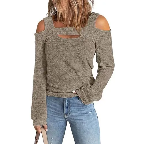 Women's T-shirt Long Sleeve T-shirts Backless Fashion Solid Color