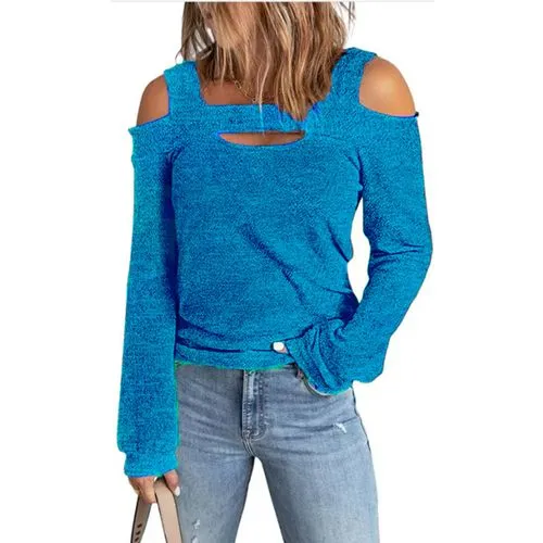 Women's T-shirt Long Sleeve T-shirts Backless Fashion Solid Color