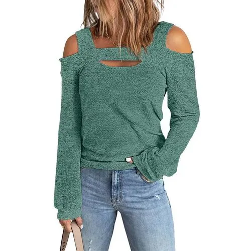 Women's T-shirt Long Sleeve T-shirts Backless Fashion Solid Color