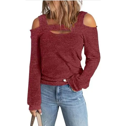 Women's T-shirt Long Sleeve T-shirts Backless Fashion Solid Color