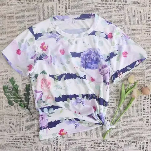 Women's T-shirt Short Sleeve T-Shirts Casual Flower