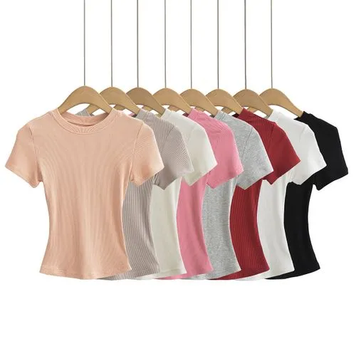 Women's T-shirt Short Sleeve T-Shirts Casual Solid Color