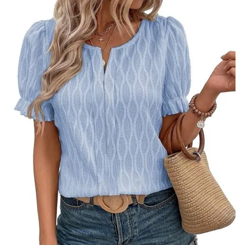 Women's T-shirt Short Sleeve T-Shirts Jacquard Vacation Solid Color