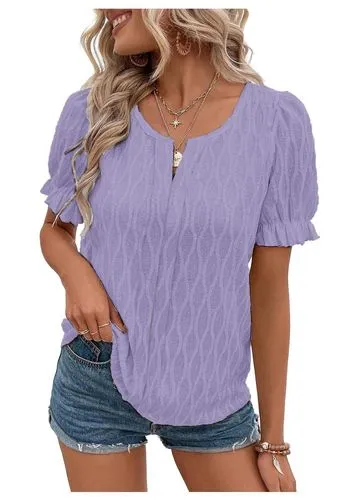 Women's T-shirt Short Sleeve T-Shirts Jacquard Vacation Solid Color