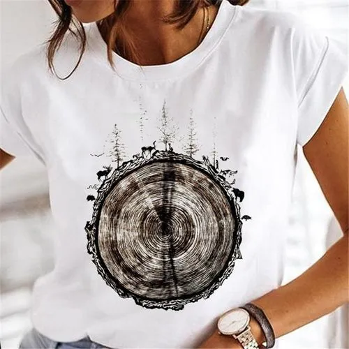 Women's T-shirt Short Sleeve T-shirts Printing Casual Leaf