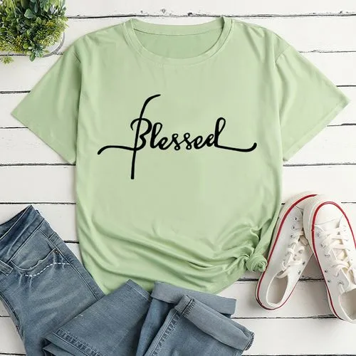 Women's T-shirt Short Sleeve T-shirts Printing Casual Letter