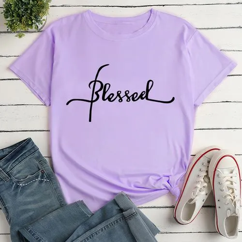 Women's T-shirt Short Sleeve T-shirts Printing Casual Letter