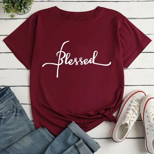 Women's T-shirt Short Sleeve T-shirts Printing Casual Letter