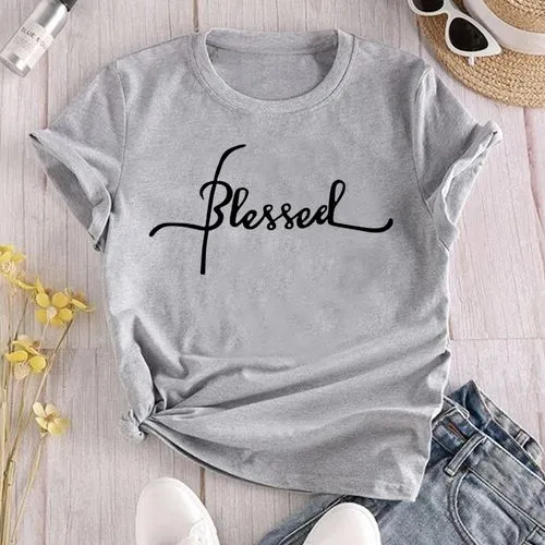 Women's T-shirt Short Sleeve T-shirts Printing Casual Letter