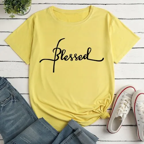 Women's T-shirt Short Sleeve T-shirts Printing Casual Letter