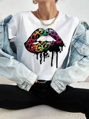 Women's T-shirt Short Sleeve T-Shirts Printing Casual Mouth