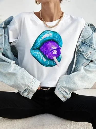 Women's T-shirt Short Sleeve T-Shirts Printing Casual Mouth