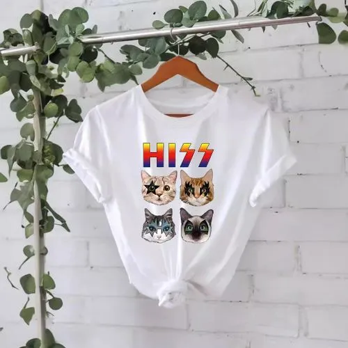 Women's T-shirt Short Sleeve T-Shirts Printing Casual Streetwear Letter Cat