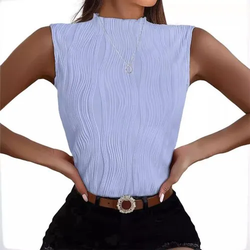 Women's T-shirt Sleeveless T-Shirts Jacquard Streetwear Solid Color