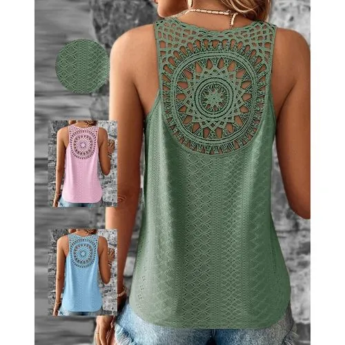 Women's Vest Sleeveless T-Shirts Hollow Out Casual Geometric