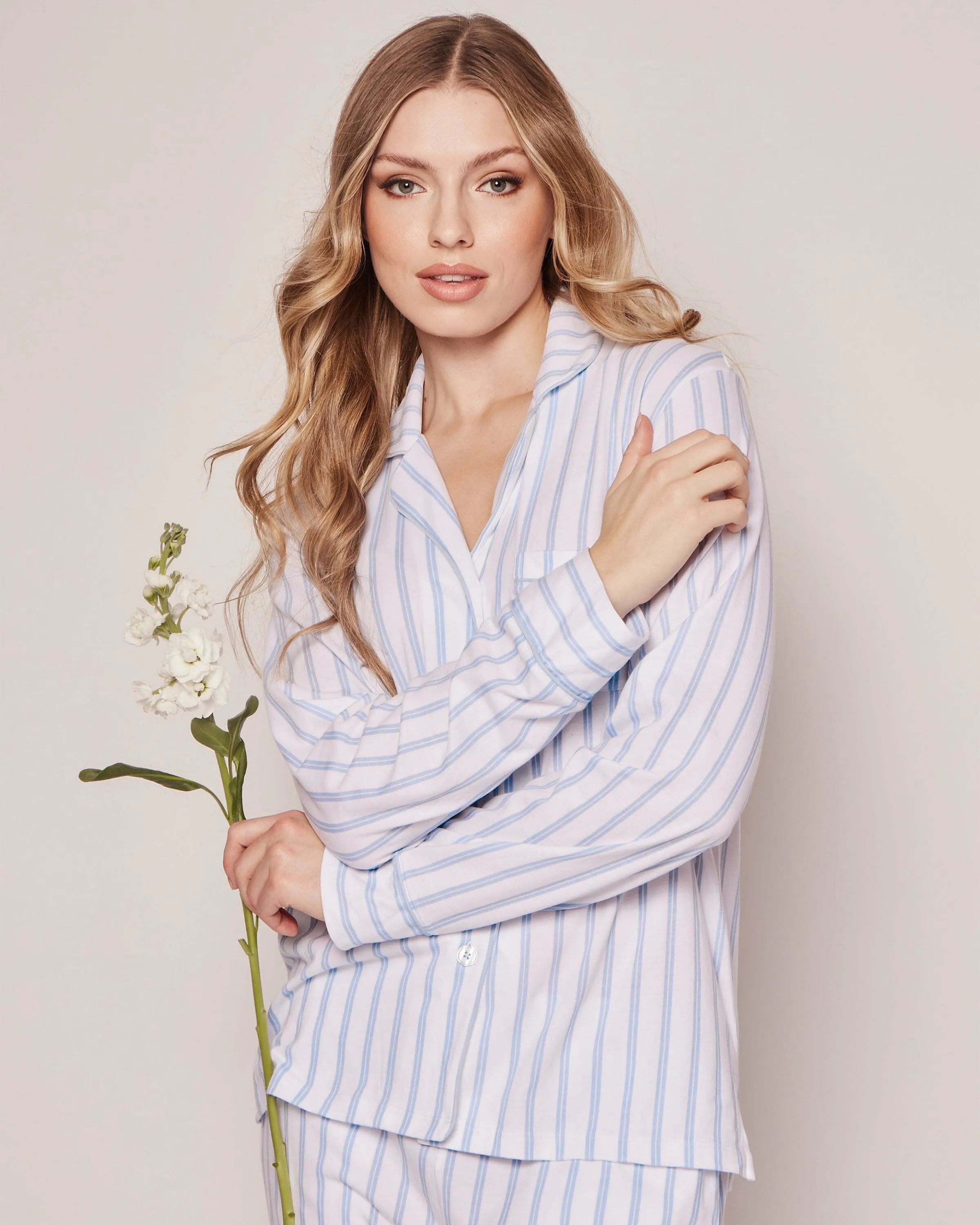 Women's Pima Pajama Set | Periwinkle Stripe